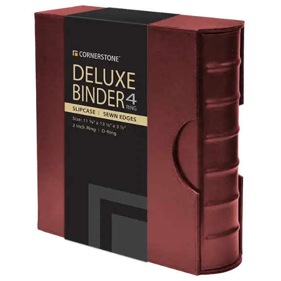 Cornerstone Large Capacity 4 D-Ring Binder & Slip Case (Burgundy)