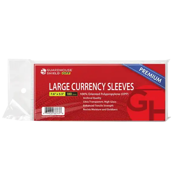 Shield OPP - Large Currency Sleeves - Premium OPP Currency Sleeves