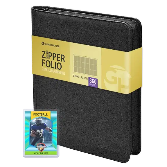 9 Pocket Zipper Folio for Sentry Card Holders - Charcoal