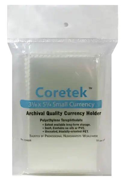 Coretek Small Currency Sleeve 5 1/4 x 3 1/8 - 50 pack