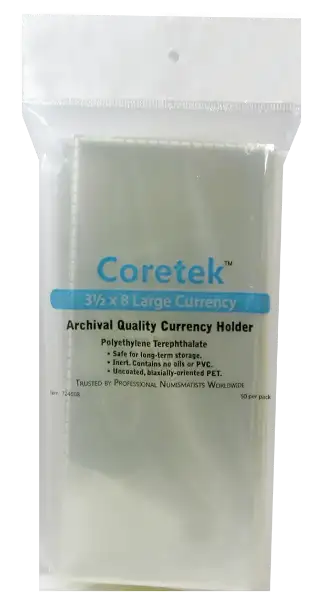 Coretek Large Currency Sleeve 8 x 3 1/2- 50 pack