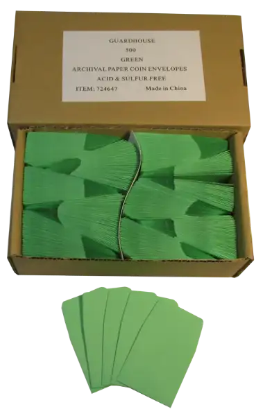 Paper Coin Envelope, Green - Qty: 500