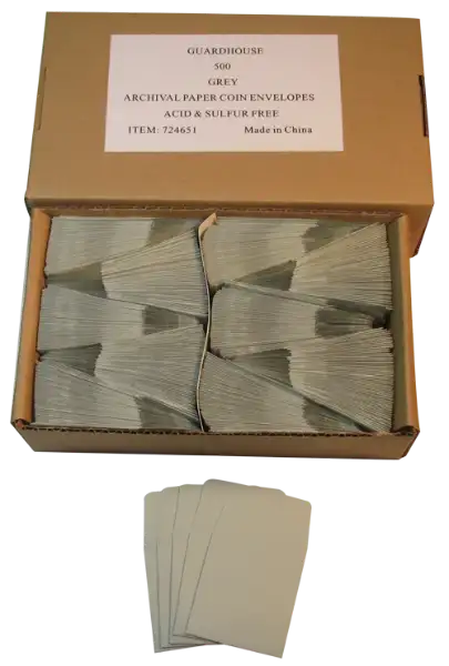 Paper Coin Envelope, Grey - Qty: 500