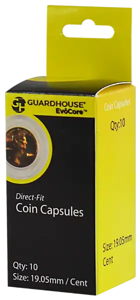 Cent (19mm) Direct-Fit EvoCore Coin Capsules - 10 Pack