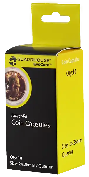 Quarter (24.3mm) Direct-Fit EvoCore Coin Capsules - 10 Pack