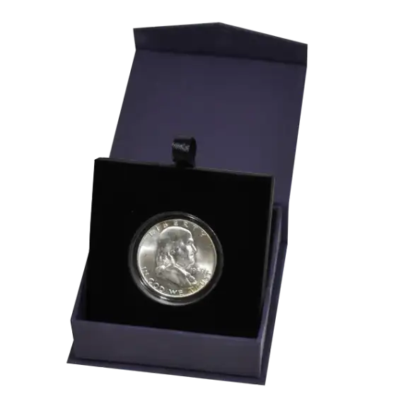Folding Coin Capsule Box with Magnetic Lid and Stand Insert - Medium Capsule