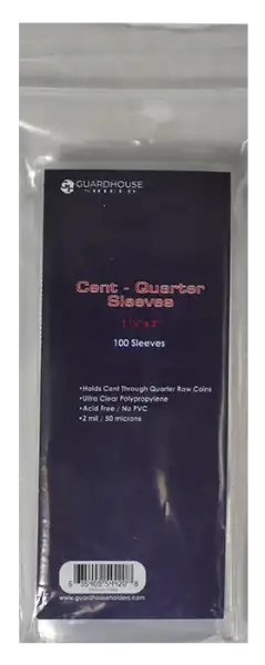 Cent through Quarter Protective Coin Sleeves