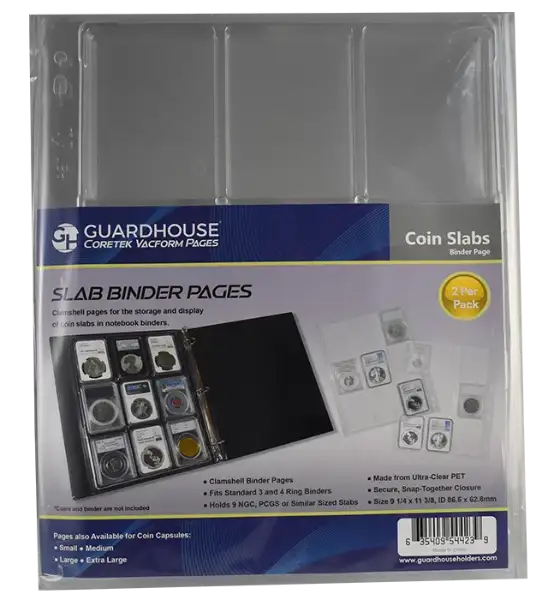 Certified Coin Slab Album Pages - 9 Slabs (PET Vac Form)