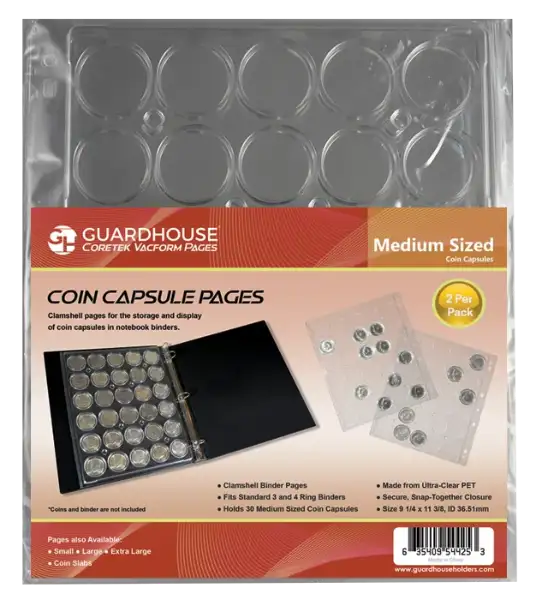 Coin Capsule Page - Medium (PET Vac Form)