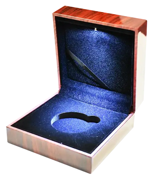 Lighted L Capsule Box with Faux Wood Grain Finish