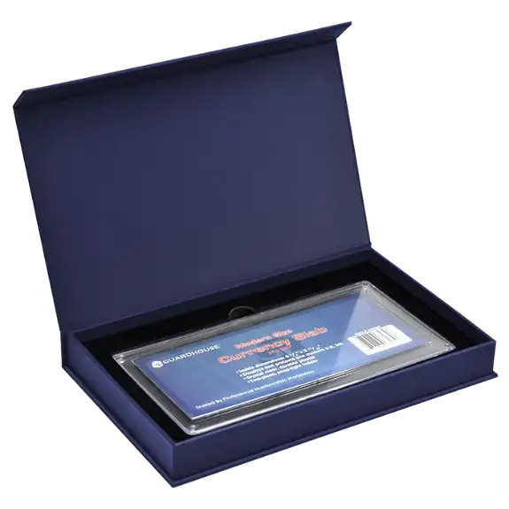 Magnetic Lid Display Box - Holds Guardhouse Modern Currency Slab - Blue