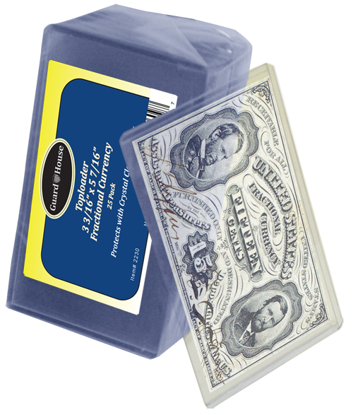 Case of 250 Rigid Large Bill Currency Holder Top Loaders 