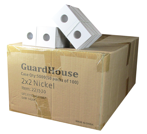 Coin Flips For Large Dollars 100 Count Guardhouse Brand Cardboard and Mylar 2x2 Paper Coin Holders 