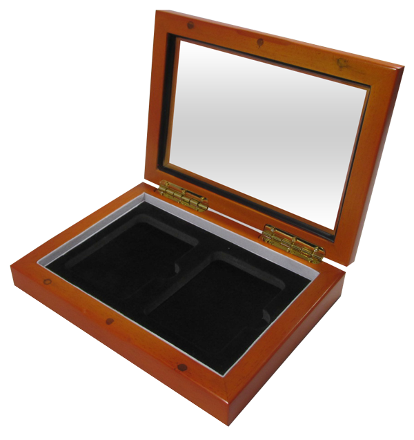 Guardhouse Wood Glass top Display Slab Box for 2 Slab Universal with Key Lock 