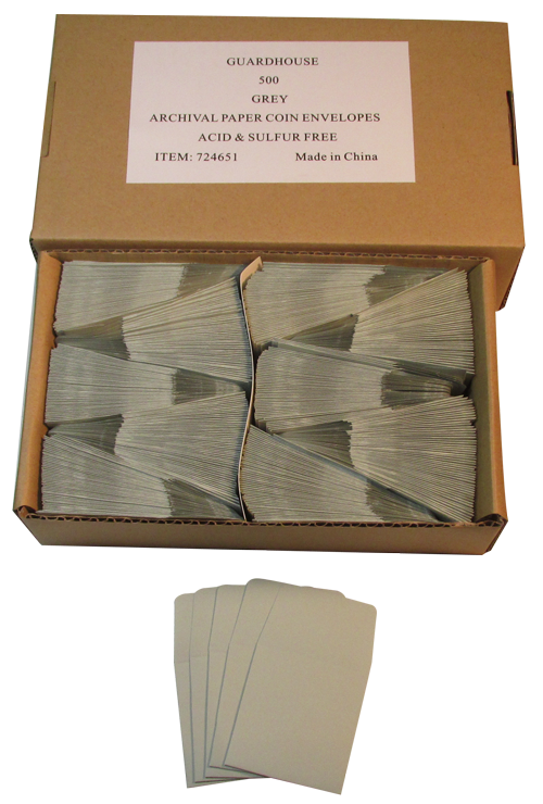 2x2 50 pack Guardhouse Light Blue Archival Paper Coin Envelopes 