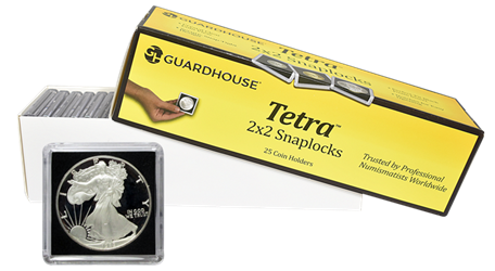 American Silver Eagle 2x2 Tetra Snaplock Coin Holder -  25 per pack
