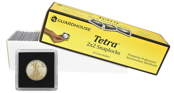 1/2 Ounce Gold Eagle, $10 Gold 2x2 Tetra Snaplock Coin Holder  - 25 per pack