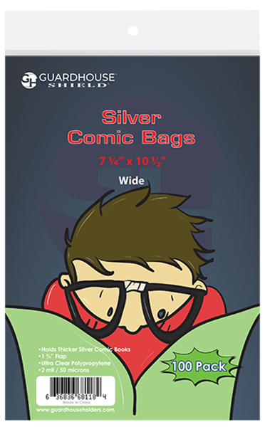 Shield Bag for Thicker Silver Comic Books (Wide Size) - 7 1/4 x 10 1/2
