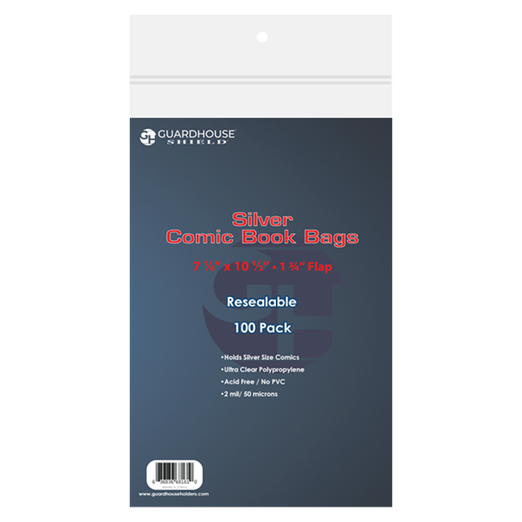 Shield Resealable Bag for Silver Comic Books - 7 1/8 x 10 1/2 + 1.75" Lip