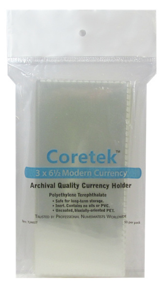 Coretek Modern Currency Sleeve 6 1/2 x 3  - 50 pack