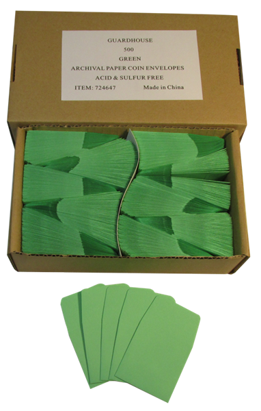 Paper Coin Envelope, Green - Qty: 500