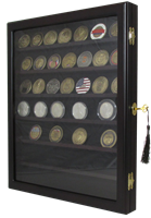 Locking Coin and Challenge Coin Cabinet with 7 Shelves and Lock