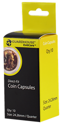 Quarter (24.3mm) Direct-Fit Coin Capsules - 10 Pack