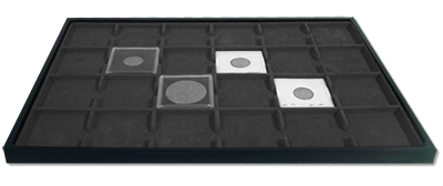 Elegant 2x2 Display Tray and Jewelry Pad - (Black / 24 Slots)