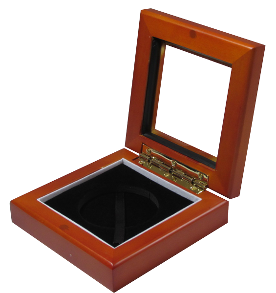 Guardhouse 3.87x3.87 Glass-top Wood Display Box - Holds Small Sized Capsule