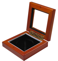 Guardhouse 3.87x3.87 Glass-top Wood Display Box - Holds Medium Sized Capsule