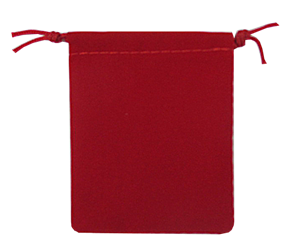 Velour Drawstring Pouch - 2.75x3.25 Red